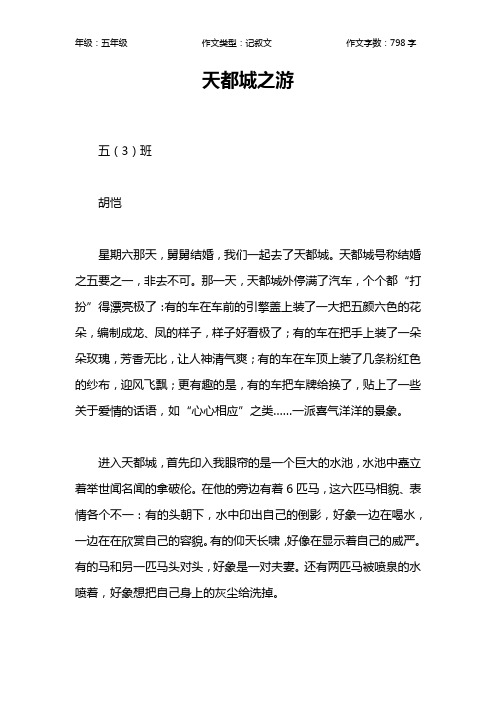 天都城之游作文【小学五年级800字】