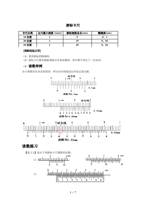 (完整word版)高中物理游标卡尺、千分尺、螺旋测微器读数模拟题
