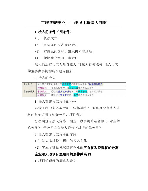 二建法规重点——建设工程法人制度