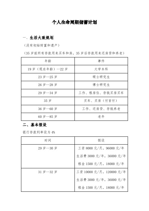 个人生命周期储蓄计划