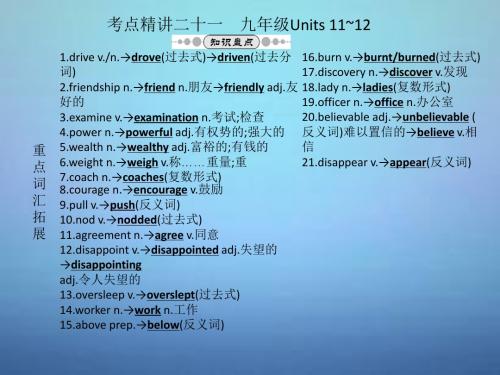 2015中考英语 教材考点精讲二十一 九年级 Units 11-12复习课件 人教新目标版