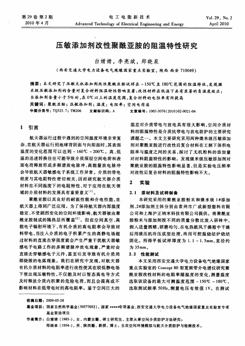 压敏添加剂改性聚酰亚胺的阻温特性研究