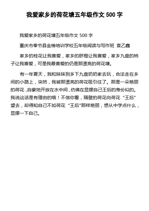 我爱家乡的荷花塘五年级作文500字