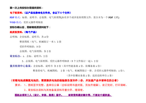 产品检验需要提供资料明细