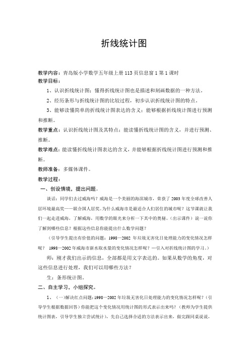 青岛小学数学五年级上册7绿色家园——折线统计图word教案 