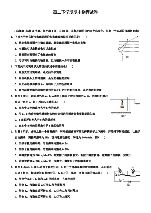 (高二下物理期末30份合集)湖北省恩施高二下学期物理期末试卷合集