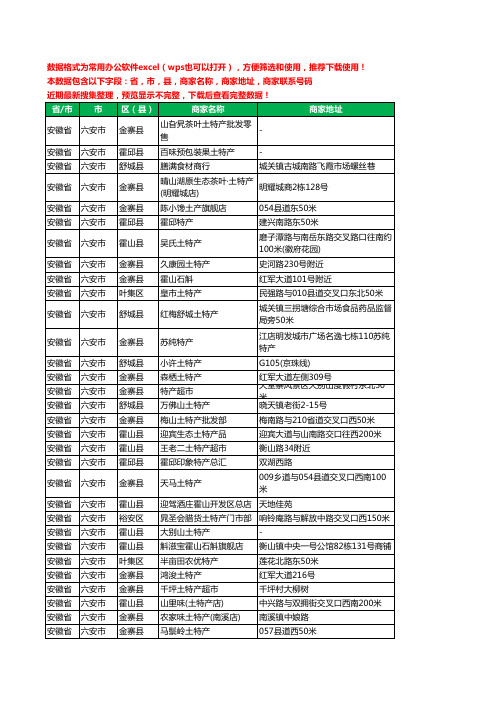 2020新版安徽省六安市土特产工商企业公司商家名录名单联系电话号码地址大全170家