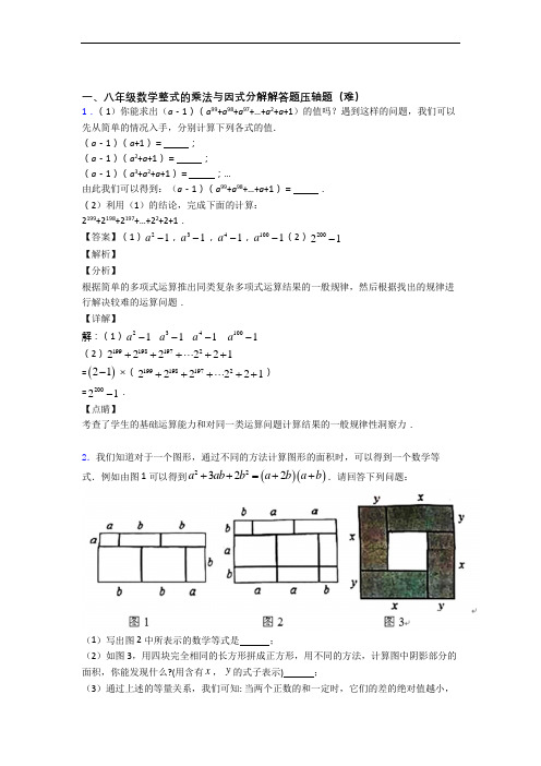 福州市三牧中学数学整式的乘法与因式分解(提升篇)(Word版 含解析)
