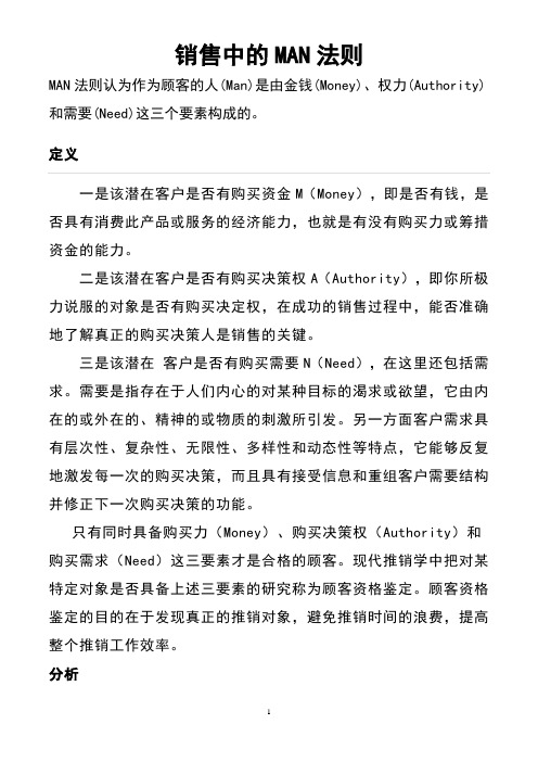 销售中MAN法则