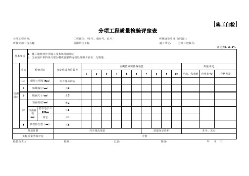支座垫石质量评定表