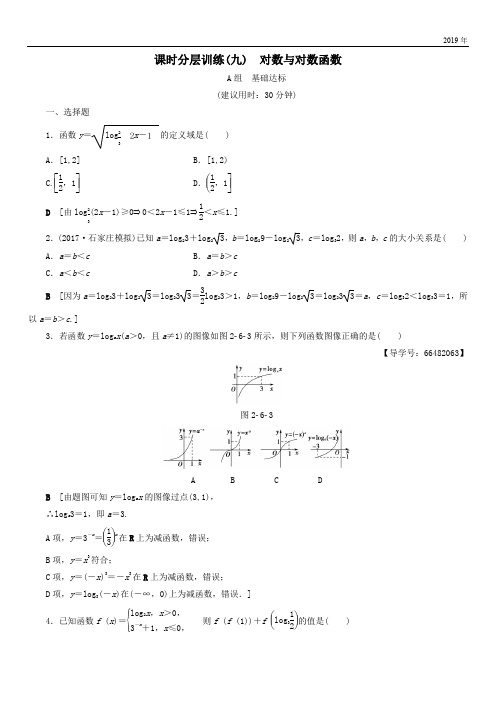 2020高考数学一轮复习第2章函数导数及其应用第6节对数与对数函数课时分层训练文北师大版