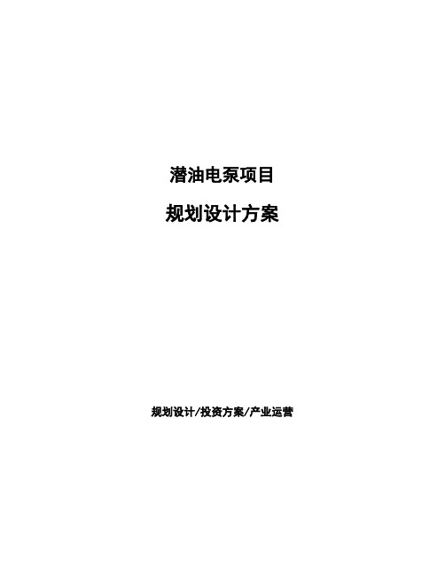 潜油电泵项目规划设计方案