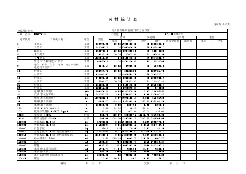 明细劳材汇总表