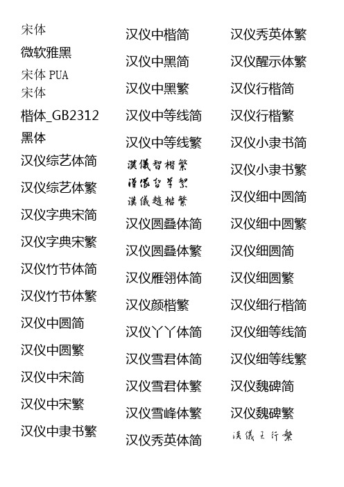 汉仪字体样图