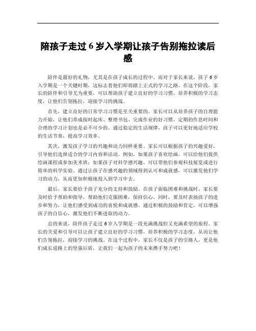 陪孩子走过6岁入学期让孩子告别拖拉读后感