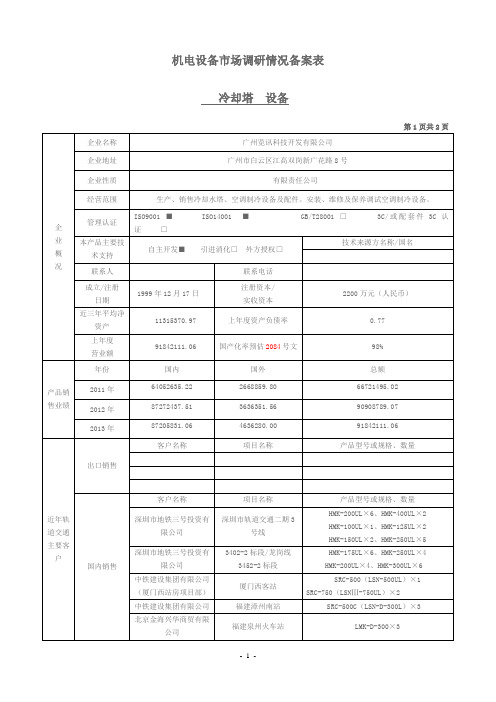 机电设备市场调研情况备案表(广州览讯科技开发有限公司 )
