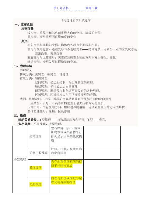 构造地质学习题答案  总结框图  期末考试  考研复习
