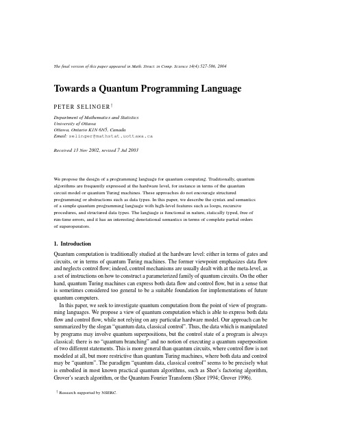 Towards a Quantum Programming