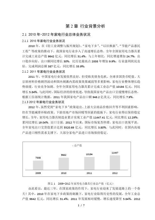家电行业背景分析