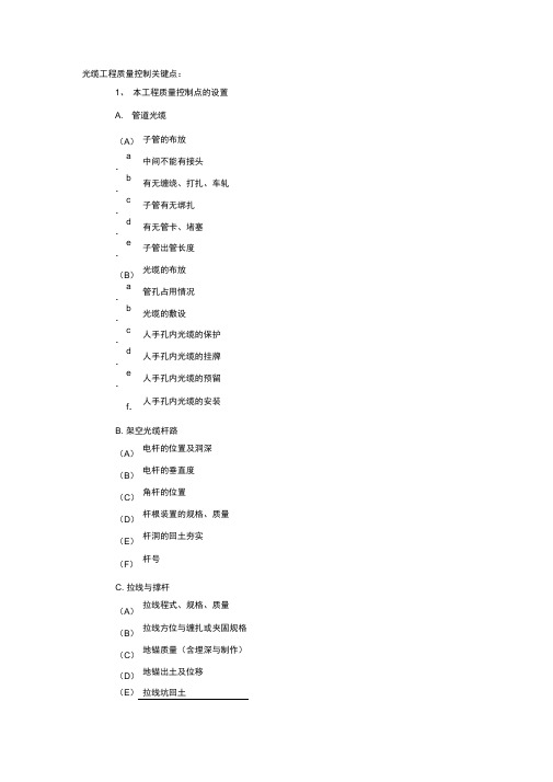 通信光缆工程质量控制点