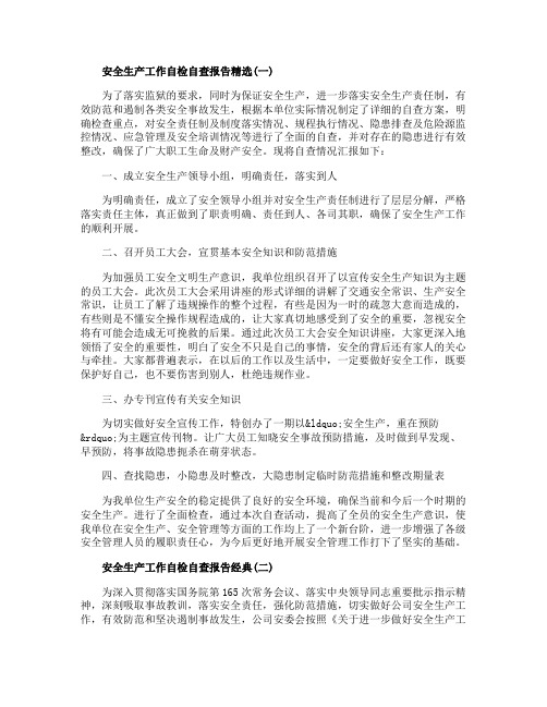 关于2019安全生产工作自检自查报告热门范文五篇