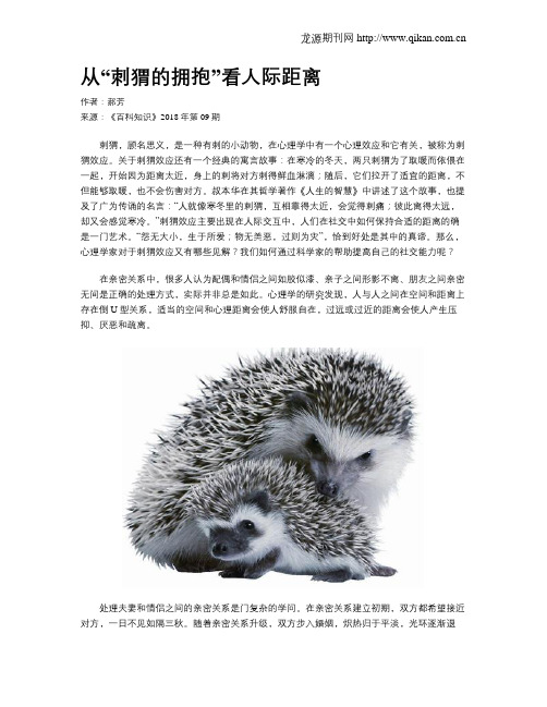 从“刺猬的拥抱”看人际距离