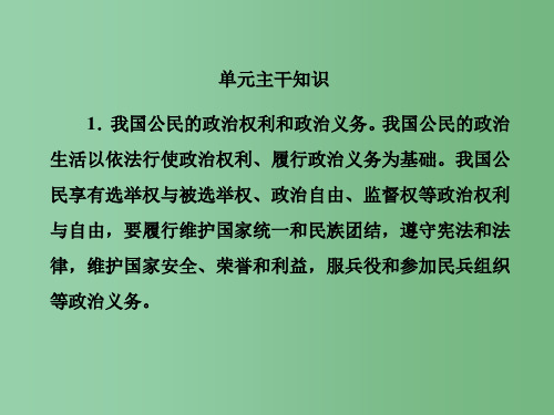 高中政治 第一单元 公民的政治生活单元主干知识课件 新人教版必修2