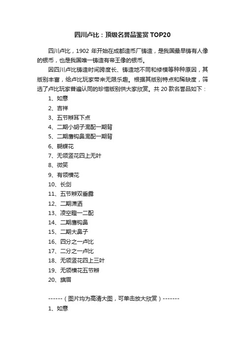四川卢比：顶级名誉品鉴赏TOP20