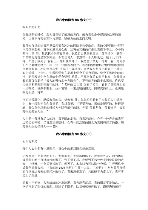 我心中的阳光500作文