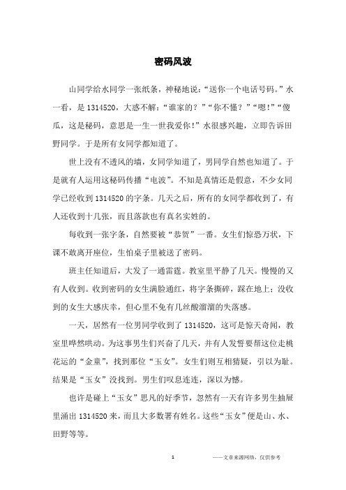 密码风波_初中生