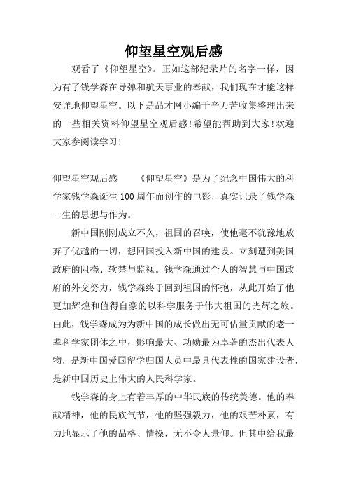仰望星空观后感