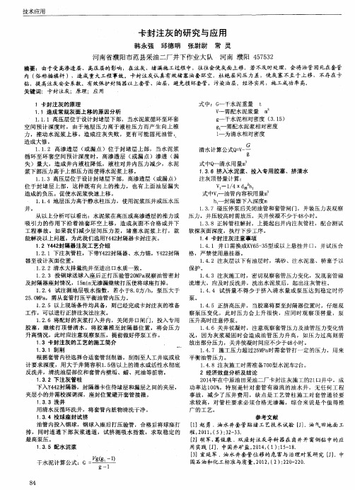 卡封注灰的研究与应用