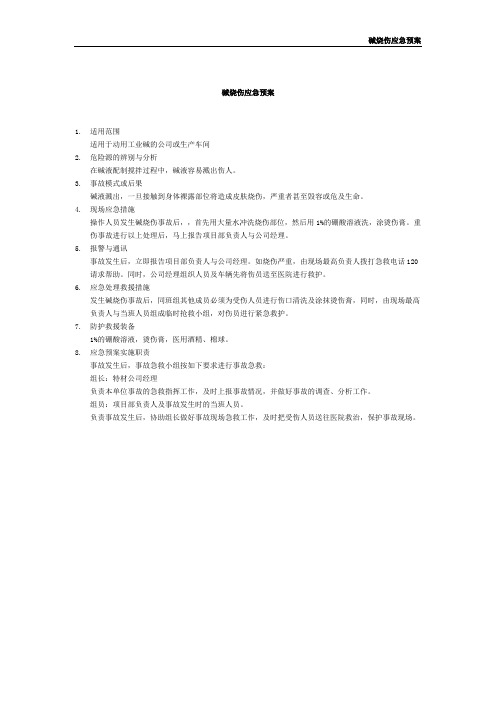 碱烧伤应急预案
