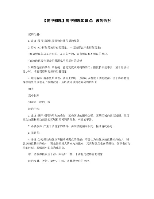 【高中物理】高中物理知识点：波的衍射