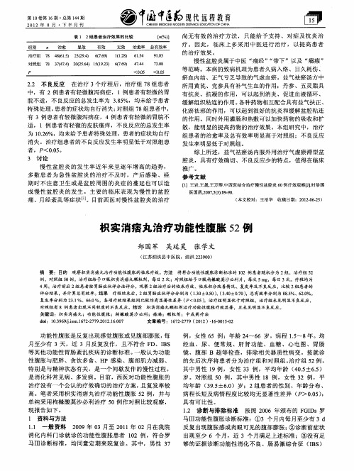 枳实消痞丸治疗功能性腹胀52例