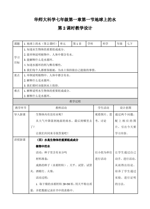 地球上的水（第2课时）（教案）教案