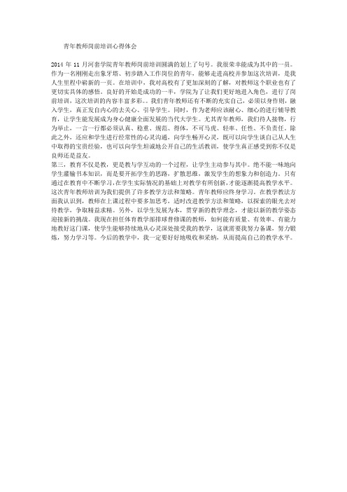 青年教师岗前培训心得体会