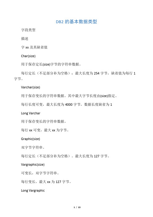 Db2基本数据类型