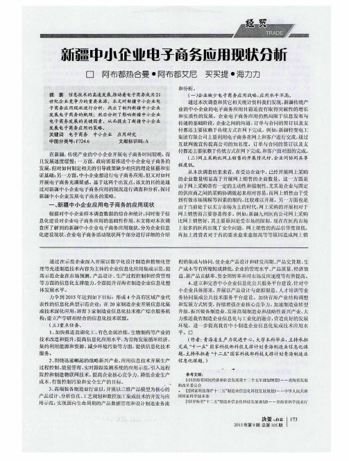 新疆中小企业电子商务应用现状分析