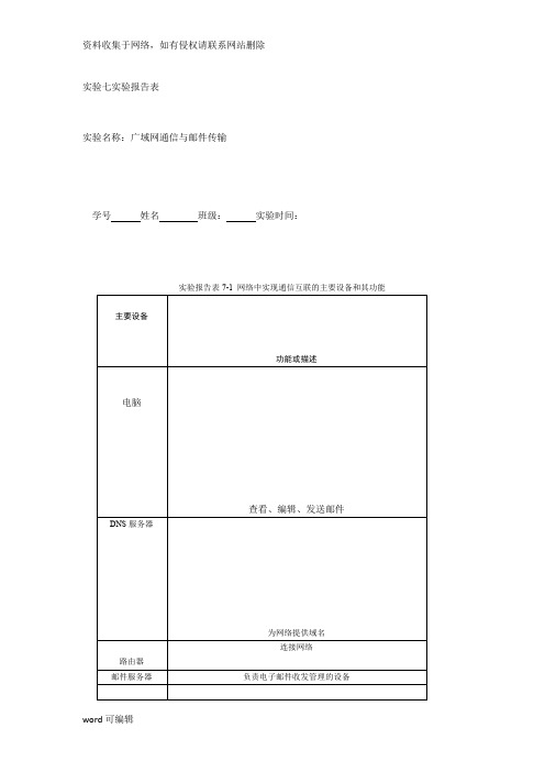 北理大学计算机实验基础_实验七实验报告表教学提纲