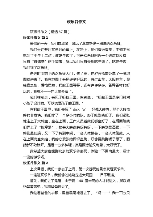 欢乐谷作文（精选37篇）