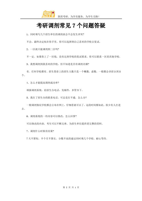 考研调剂常见7个问题答疑