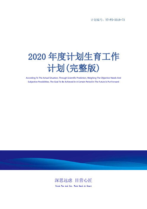 2020年度计划生育工作计划(完整版)