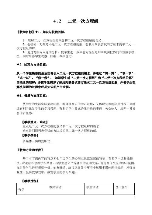 二元一次方程组教案.doc