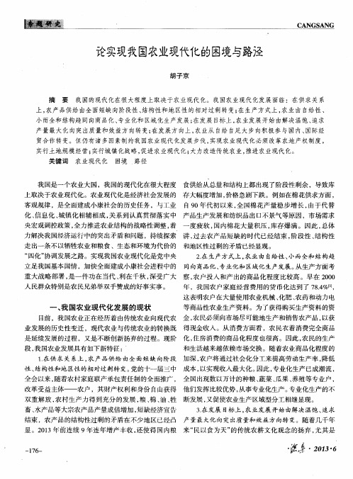 论实现我国农业现代化的困境与路径