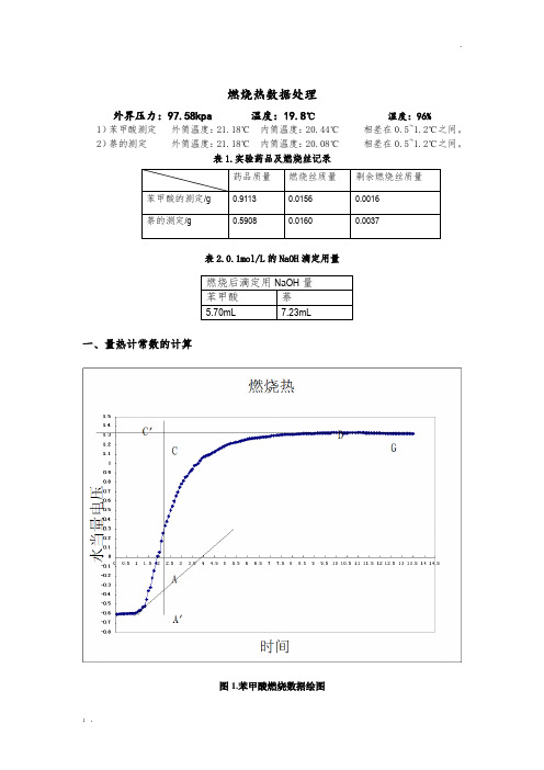 苯甲酸和萘的燃烧热实验报告