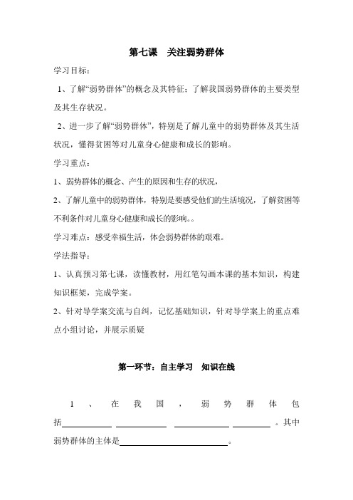 九年级政治关注弱势群体