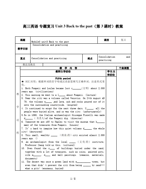 高三英语 专题复习 Unit 3 Back to the past(第3课时)教案