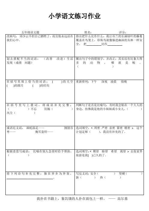 五年级语文课堂拓展精选练习III (46)