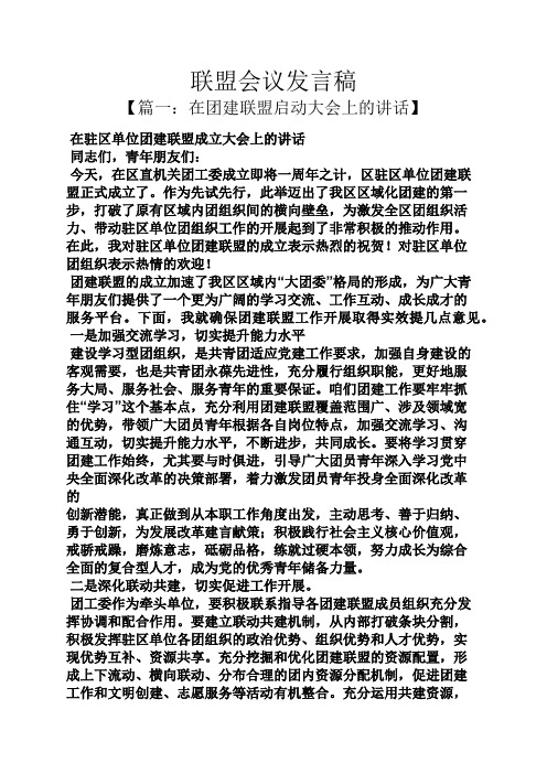 联盟会议发言稿